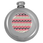 Cute Flower Pattern Round Hip Flask (5 oz) Front