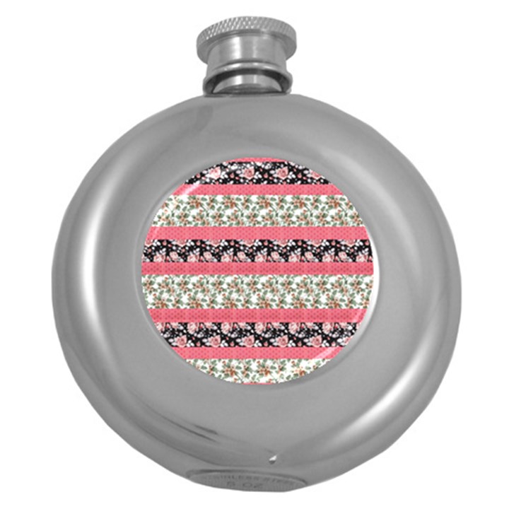 Cute Flower Pattern Round Hip Flask (5 oz)