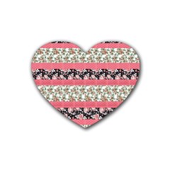 Cute Flower Pattern Heart Coaster (4 Pack)  by Brittlevirginclothing