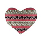 Cute Flower Pattern Standard 16  Premium Heart Shape Cushions Back