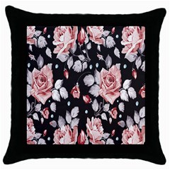 Vintage Flower Throw Pillow Case (black) by Brittlevirginclothing