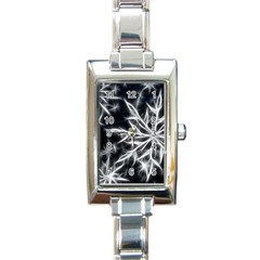 Snowflake In Feather Look, Black And White Rectangle Italian Charm Watch by picsaspassion