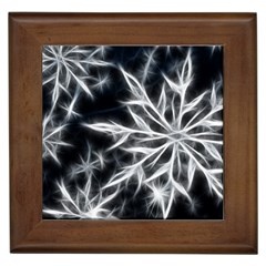 Snowflake In Feather Look, Black And White Framed Tiles by picsaspassion