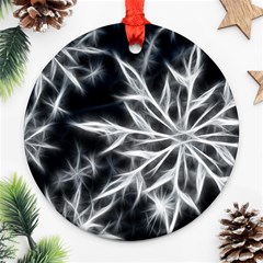 Snowflake In Feather Look, Black And White Ornament (round)  by picsaspassion