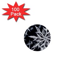 Snowflake In Feather Look, Black And White 1  Mini Buttons (100 Pack)  by picsaspassion