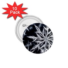 Snowflake In Feather Look, Black And White 1 75  Buttons (10 Pack) by picsaspassion