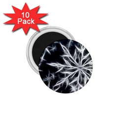 Snowflake In Feather Look, Black And White 1 75  Magnets (10 Pack) 