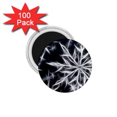 Snowflake In Feather Look, Black And White 1 75  Magnets (100 Pack)  by picsaspassion