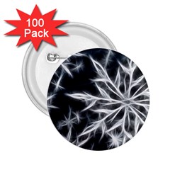 Snowflake In Feather Look, Black And White 2 25  Buttons (100 Pack)  by picsaspassion