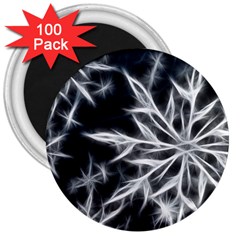 Snowflake In Feather Look, Black And White 3  Magnets (100 Pack) by picsaspassion