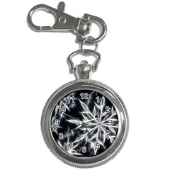 Snowflake In Feather Look, Black And White Key Chain Watches by picsaspassion