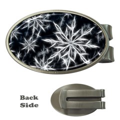 Snowflake In Feather Look, Black And White Money Clips (oval)  by picsaspassion