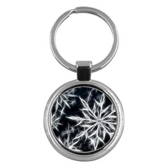 Snowflake In Feather Look, Black And White Key Chains (round)  by picsaspassion