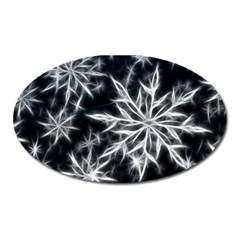 Snowflake In Feather Look, Black And White Oval Magnet by picsaspassion