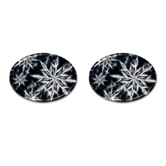 Snowflake In Feather Look, Black And White Cufflinks (oval) by picsaspassion