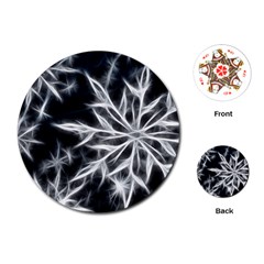 Snowflake In Feather Look, Black And White Playing Cards (round)  by picsaspassion