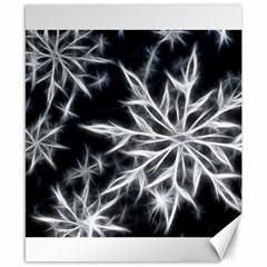 Snowflake In Feather Look, Black And White Canvas 8  X 10 