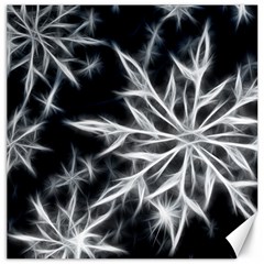 Snowflake In Feather Look, Black And White Canvas 12  X 12  