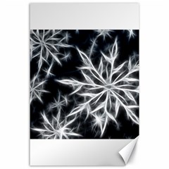 Snowflake In Feather Look, Black And White Canvas 24  X 36 