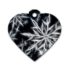 Snowflake In Feather Look, Black And White Dog Tag Heart (one Side) by picsaspassion