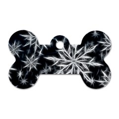 Snowflake In Feather Look, Black And White Dog Tag Bone (one Side) by picsaspassion