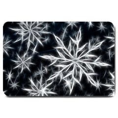 Snowflake In Feather Look, Black And White Large Doormat  by picsaspassion