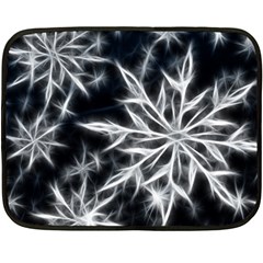 Snowflake In Feather Look, Black And White Fleece Blanket (mini) by picsaspassion