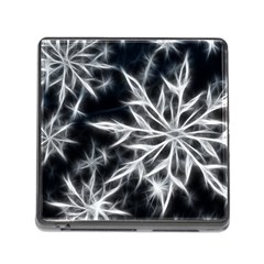 Snowflake In Feather Look, Black And White Memory Card Reader (square) by picsaspassion