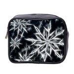 Snowflake in feather look, black and white Mini Toiletries Bag 2-Side Front