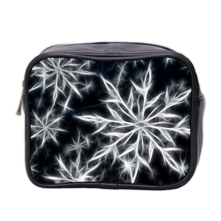 Snowflake in feather look, black and white Mini Toiletries Bag 2-Side