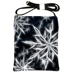 Snowflake In Feather Look, Black And White Shoulder Sling Bags