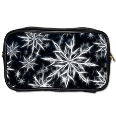 Snowflake In Feather Look, Black And White Toiletries Bags by picsaspassion