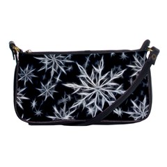 Snowflake In Feather Look, Black And White Shoulder Clutch Bags by picsaspassion