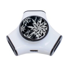 Snowflake In Feather Look, Black And White 3-port Usb Hub