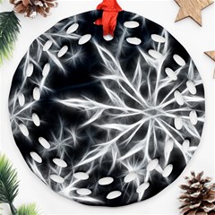 Snowflake In Feather Look, Black And White Ornament (round Filigree) 