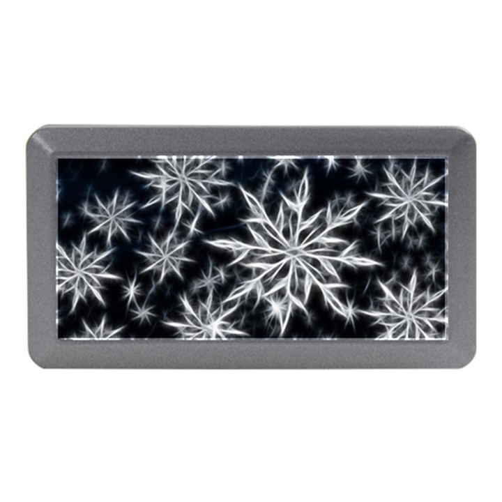 Snowflake in feather look, black and white Memory Card Reader (Mini)