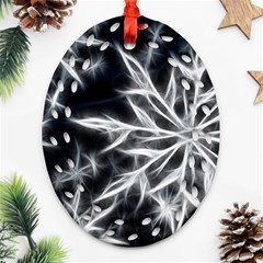 Snowflake In Feather Look, Black And White Ornament (oval Filigree) 