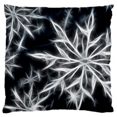 Snowflake In Feather Look, Black And White Large Cushion Case (one Side) by picsaspassion