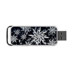 Snowflake In Feather Look, Black And White Portable Usb Flash (one Side)