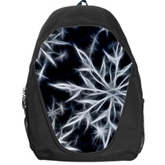 Snowflake In Feather Look, Black And White Backpack Bag