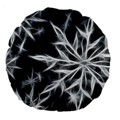 Snowflake In Feather Look, Black And White Large 18  Premium Round Cushions by picsaspassion