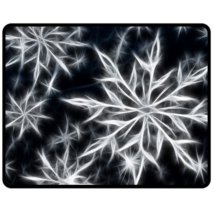 Snowflake in feather look, black and white Double Sided Fleece Blanket (Medium) 