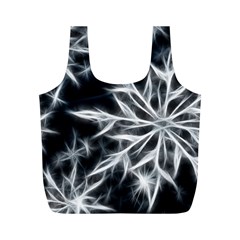 Snowflake In Feather Look, Black And White Full Print Recycle Bags (m)  by picsaspassion