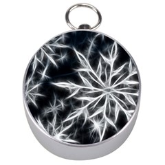 Snowflake In Feather Look, Black And White Silver Compasses by picsaspassion