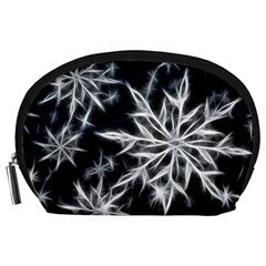 Snowflake In Feather Look, Black And White Accessory Pouches (large)  by picsaspassion