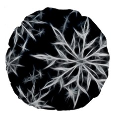 Snowflake In Feather Look, Black And White Large 18  Premium Flano Round Cushions by picsaspassion