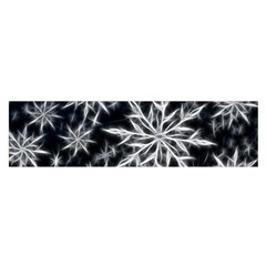 Snowflake In Feather Look, Black And White Satin Scarf (oblong)