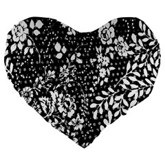 Flower Large 19  Premium Heart Shape Cushions by Brittlevirginclothing