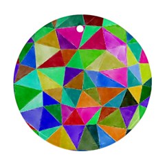 Triangles, Colorful Watercolor Art  Painting Ornament (round) 