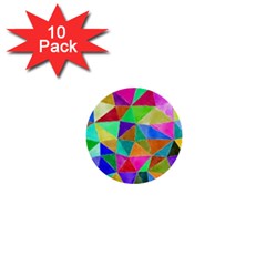 Triangles, Colorful Watercolor Art  Painting 1  Mini Buttons (10 Pack) 